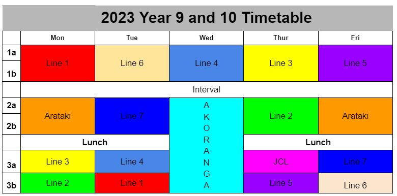 Junior Timetable 2023